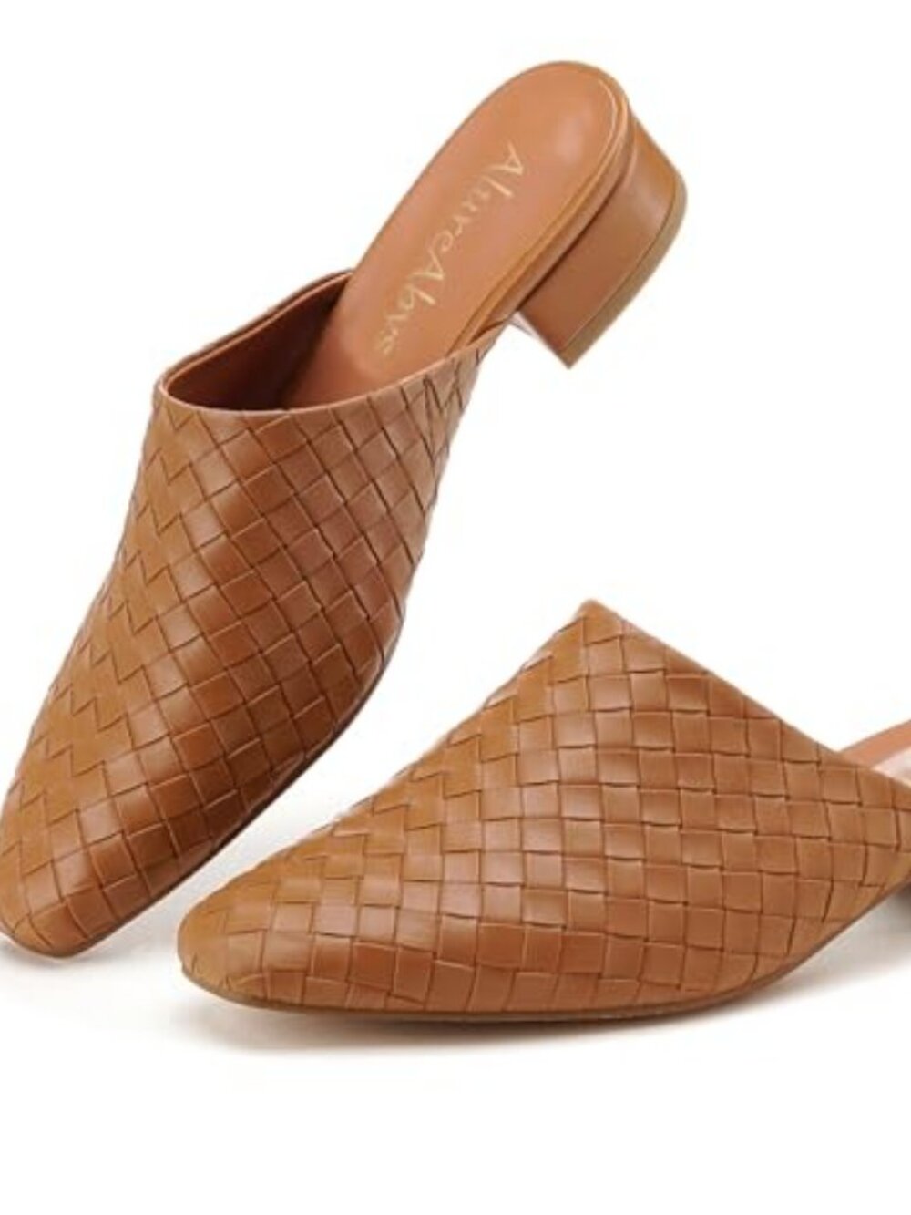 Women's Woven Mule Shoes Closed Toe Slip On Low Block Heel Dress Mules